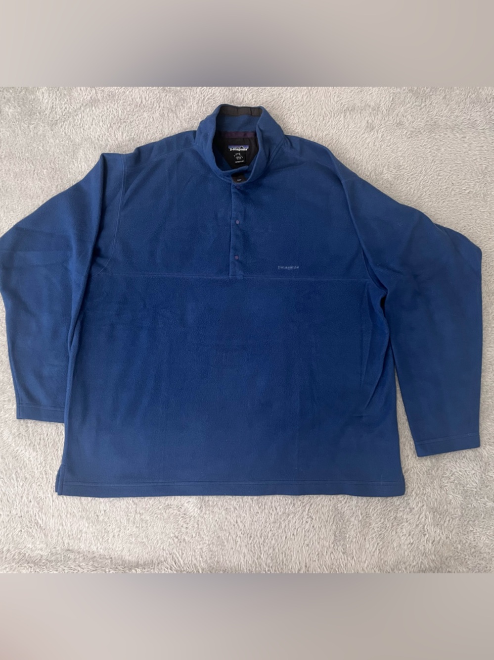 Patagonia VTG Made in USA Blue Fleece Pullover Button Snap Sweater Mens XLarge